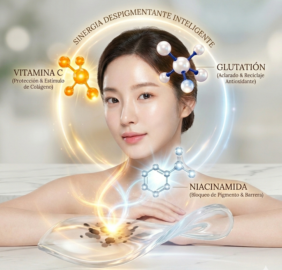 Vitamina C + Glutatión + Niacinamida: El Trío de Oro para Eliminar Manchas (Sin Irritar tu Piel)